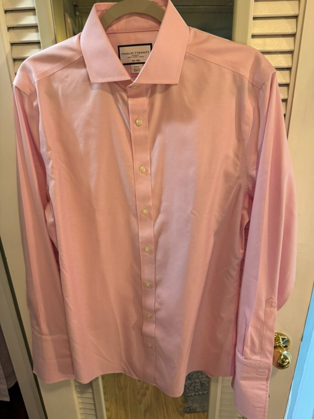 Charles Tyrwhitt Pink Non-Iron Dress Shirt — Slim Fit 15.5/33